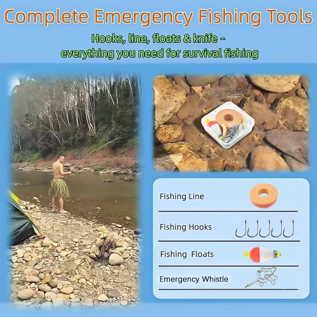 Kit de pêche d'urgence portabl - Fishing Line Box avis et prix